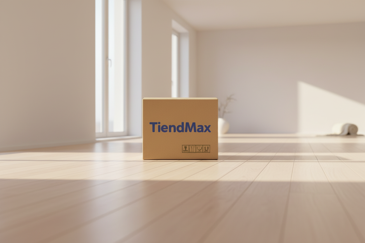 Jovem de 35 anos de idade, fazendo entrega de uma caixa contendo produtos requisitado, por uma idosa de 50 anos idade, no seu portão de casa cor azul, rodeada de plantações . deixe a imagem mais natural poucas opacidade